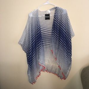 Old Navy Blue & White Striped Kimono